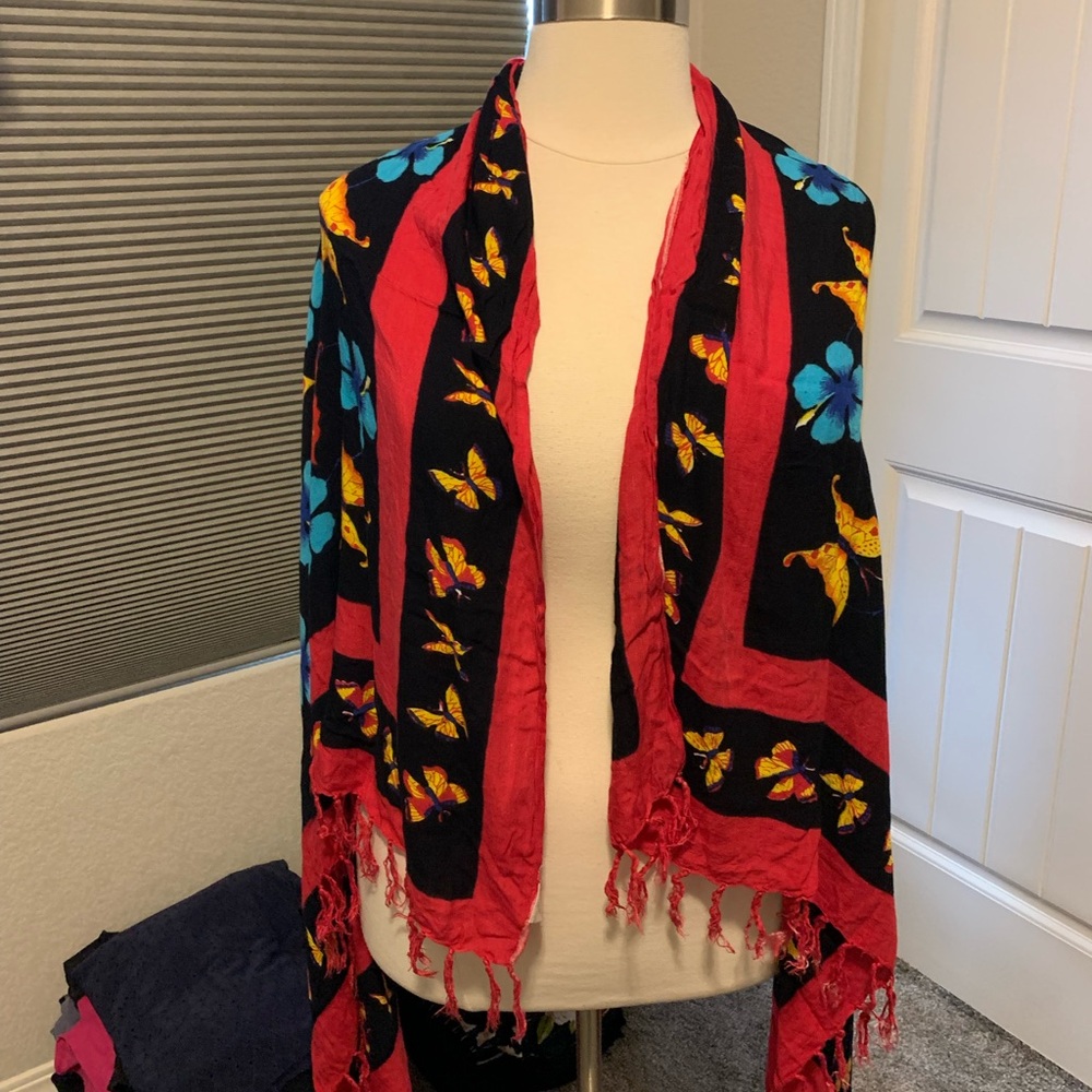 A-28 Colorful Butterfly and Floral Scarf